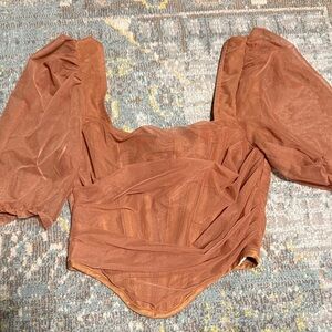 Missguided + Rust Puff Sleeve Blouse